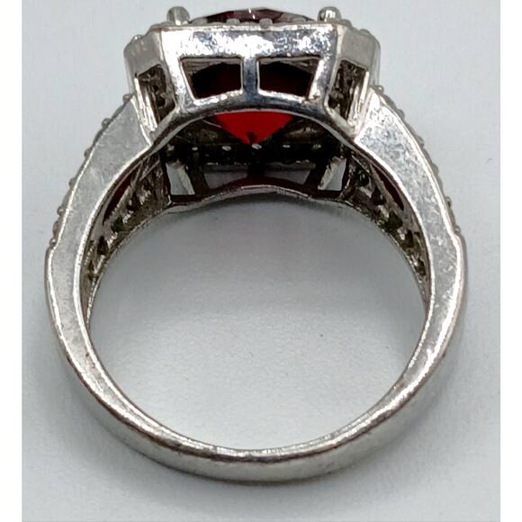 Silver Stamped 925 Ruby Red Wrapped in Crystal RING - Picture 5 of 7